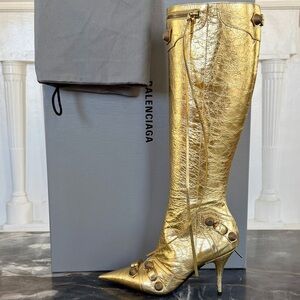 NIB $2,600 Balenciaga Cagole Leather Designer Boot DEMNA Gold Arena 40/10 694395